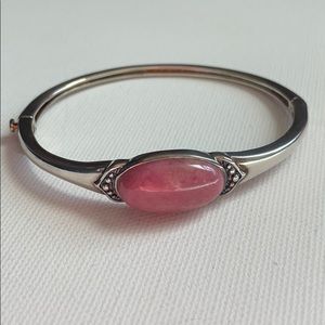 [Vintage] Sterling Silver and Pink Rhodonite Bracelet